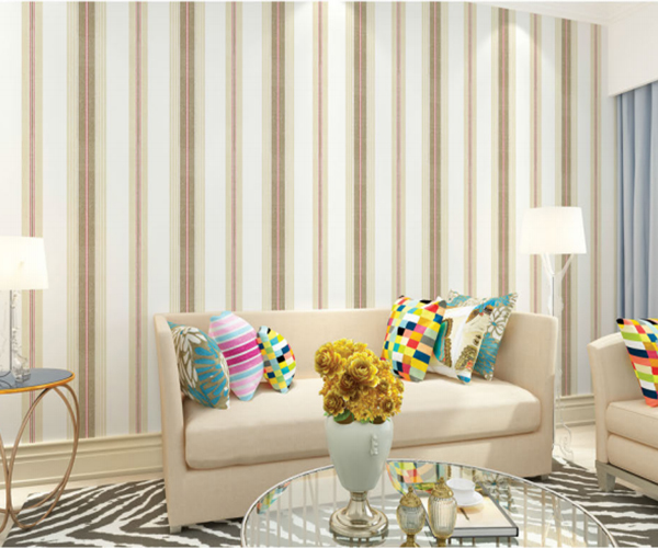 Hot sale various colors strip pvc vinyl wall paper for home room decoration